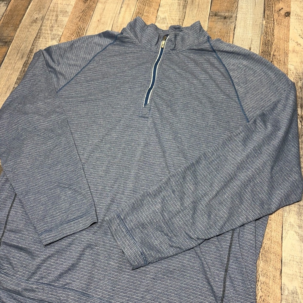 Tommy Bahama Island Zone Pullover Men XXL Blue Quarter Zip Space Dye Performance